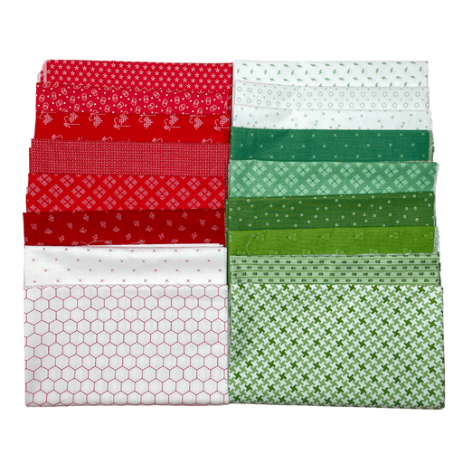Lori Holt Red Green & White - PROMO Fat Quarter Bundle (17) - by Lori Holt of Bee in my Bonnet - Riley Blake Designs