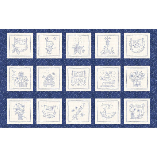 Summertime - Summertime Blocks PANEL! - Per 27" x 43" Panel - by Robin Kingsley for Maywood Studio - Blue - MAS10351 B-Panel-RebsFabStash
