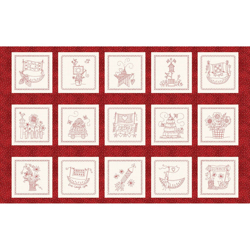 Summertime - Summertime Blocks PANEL! - Per 27" x 43" Panel - by Robin Kingsley for Maywood Studio - Red - MAS10351 R-Panel-RebsFabStash