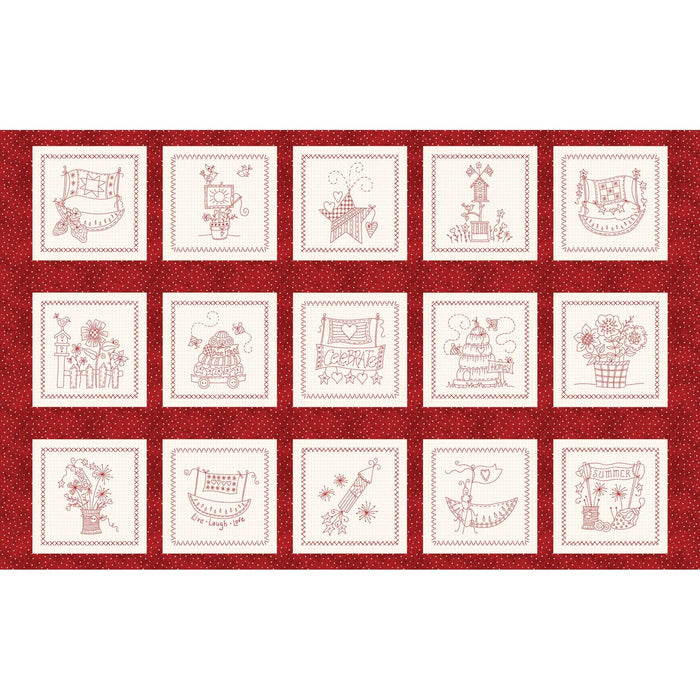 Summertime - Summertime Blocks PANEL! - Per 27" x 43" Panel - by Robin Kingsley for Maywood Studio - Red - MAS10351 R-Panel-RebsFabStash