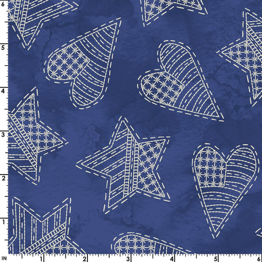 Summertime - Hearts & Stars - Per Yard - by Robin Kingsley for Maywood Studio - Blue - MAS10353 BE-Yardage - on the bolt-RebsFabStash