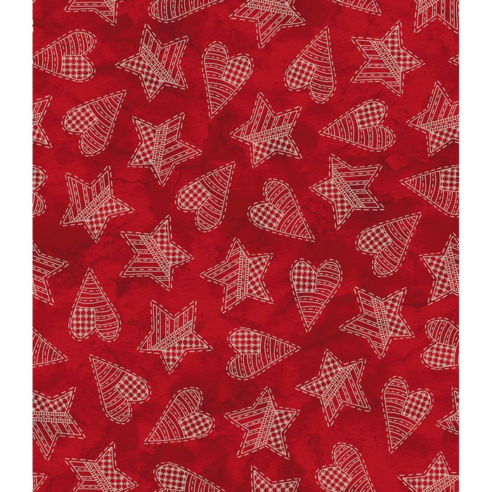 Summertime - Hearts & Stars - Per Yard - by Robin Kingsley for Maywood Studio - Red - MAS10353 RE