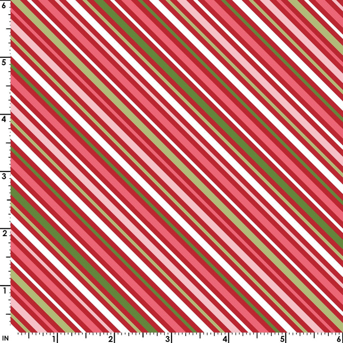 Cup of Cheer - Peppermint Stripe - Per Yard - by Kim Christopherson of Kimberbell - Maywood - Winter, Stripe - Red/Green - MAS10208-RG