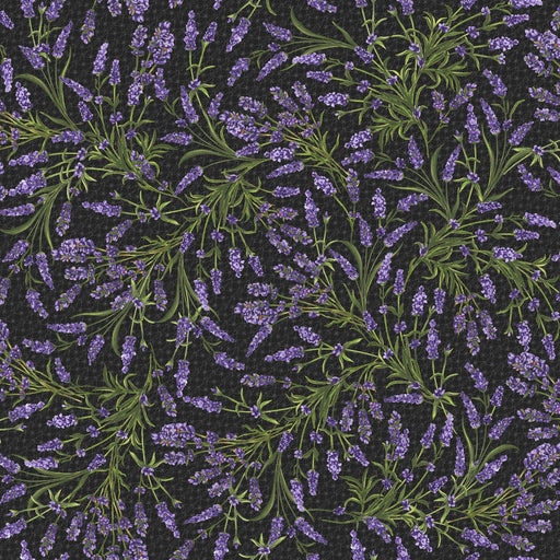 NEW! Lavender Sachet - Lavender All Over - Per Yard - by Maywood Studio - Floral - Black - MASD10041-K-Yardage - on the bolt-RebsFabStash