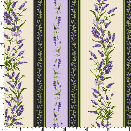 NEW! Lavender Sachet - Stripe - Per Yard - by Maywood Studio - Floral - Ecru - MASD10043-E-Yardage - on the bolt-RebsFabStash