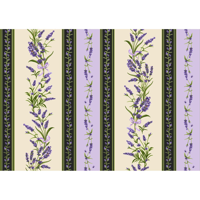 NEW! Lavender Sachet - Stripe - Per Yard - by Maywood Studio - Floral - Ecru - MASD10043-E