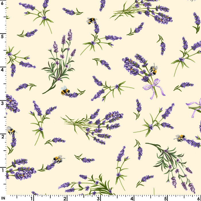NEW! Lavender Sachet - Little Lavender - Per Yard - by Maywood Studio - Floral - Ecru - MASD10044-E
