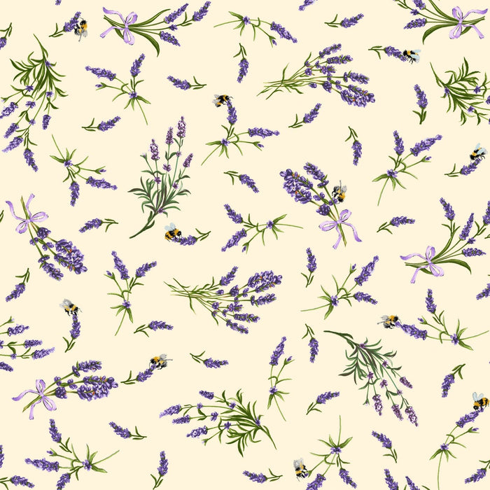 NEW! Lavender Sachet - Little Lavender - Per Yard - by Maywood Studio - Floral - Ecru - MASD10044-E-Yardage - on the bolt-RebsFabStash
