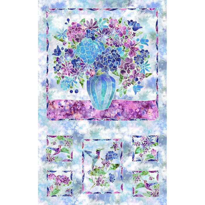 NEW! Fire & Ice - 27" PANEL - Per Panel - by Maywood Studio - Floral - Blue - MASD10050-B