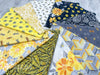 Mellow Yellow - PROMO Fat Quarter Bundle - (12) 18" x 21" pieces - Blank Quilting - Yellow, Black, Gray, Floral,