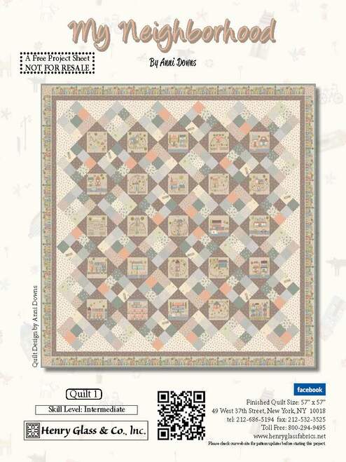 NEW! My Neighborhood - Quilt 1 - KIT - By Anni Downs of Hatched and Patched for Henry Glass - 57" x 57"-Quilt Kits & PODS-RebsFabStash
