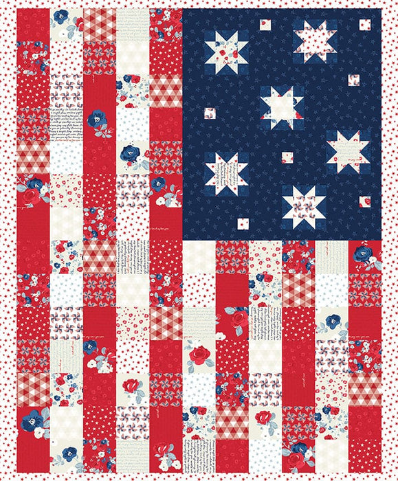 Land of Liberty - Floral Red - per yard - by My Mind's Eye for Riley Blake Designs - Patriotic, Floral - C10561-RED