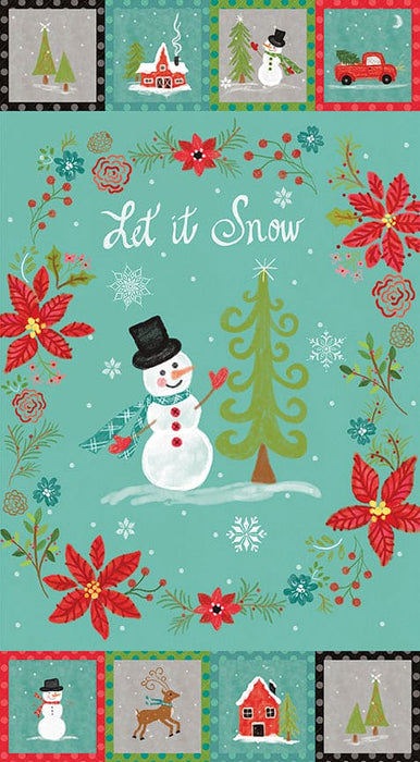 Snowed In - Teal Snowed In Sketch Dot - per yard - by Heather Peterson - for Riley Blake Designs - Christmas, Snowmen, Winter - C10817-TEAL