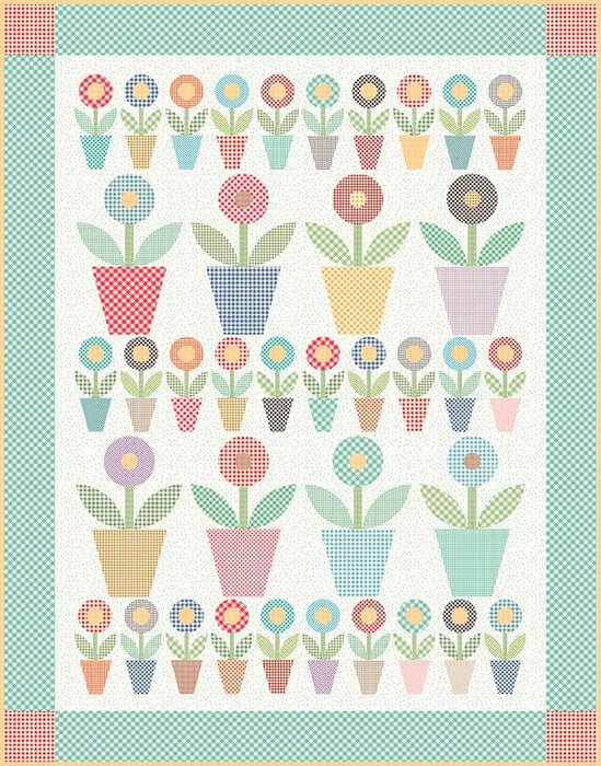 NEW! Gingham Garden - Quilt PATTERN - Lori Holt - Riley Blake - Floral, Bee Ginghams - 71" x 89.5" - P120-GINGHAMGARDEN