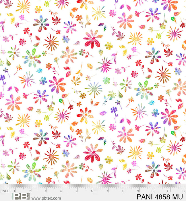NEW! - Party Animals - Multi floral - Per yard - by KG Art Studio for P&B Textiles - Colorful Animals - PANI-4858-MU