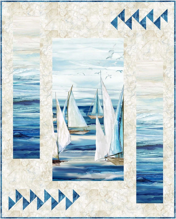 Panel Panache - PATTERN - Designed by Patti Carey of Patti's Patchwork - Uses Sail Away by Northcott - 3 Quilt Options in 1 Pattern - White and Blue - RebsFabStash
