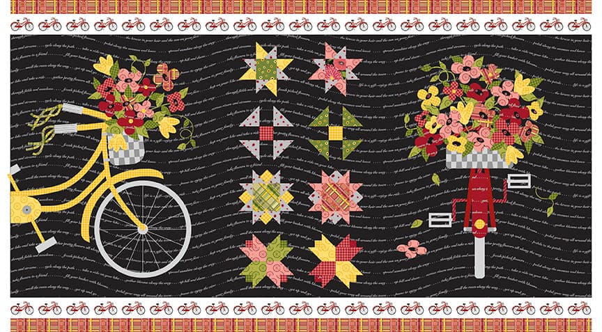 Petals & Pedals - Bikes White - per yard - by Jill Finley for Riley Blake Designs - Bicycles - C11143 WHITE
