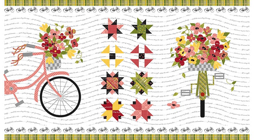 Petals & Pedals - Bikes White - per yard - by Jill Finley for Riley Blake Designs - Bicycles - C11143 WHITE