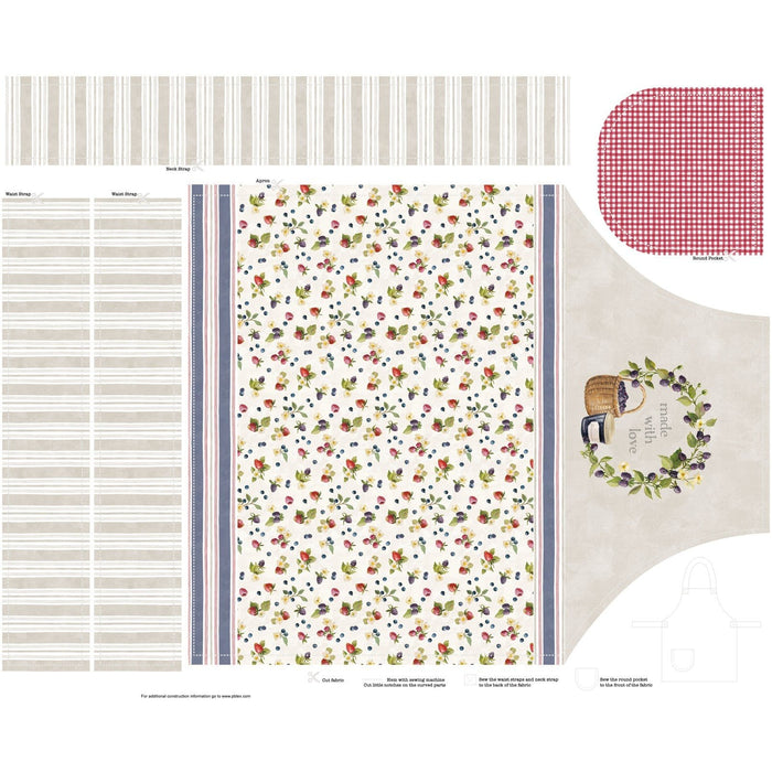 Homemade Happiness Apron KIT - Silvia Vassileva - 36" x 43" panel + 1 yard of coordinating lining fabric- by P&B Textiles
