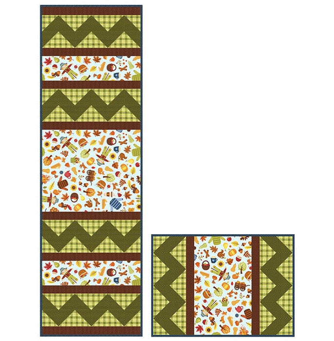 NEW! Potluck - Table Runner & Placemat KIT - Pattern by Miss Winnie Designs - Fabric is Autumn in the Air by Patrick Lose for Northcott