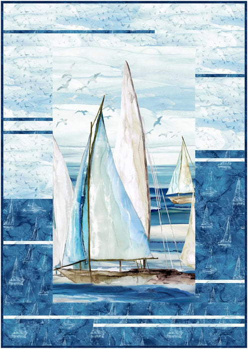 Panel Panache - Option #1 Quilt KIT - Designed by Patti Carey of Patti's Patchwork - Uses Sail Away by Northcott - RebsFabStash