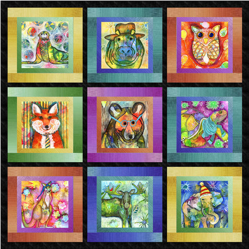 NEW! - Party Animals Quilt 2 KIT - by KG Art Studio for P&B Textiles - Colorful Animals - 53" x 53"-Quilt Kits & PODS-RebsFabStash