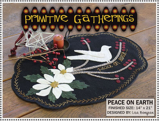 Peace on Earth - Table Topper, Candle Mat, or Place Mat Pattern-Primitive Gatherings -Lisa Bongean-Patterns-RebsFabStash