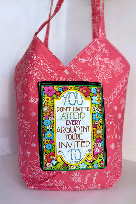 Windmill Tote Bag - Bag KIT - Mottos to Live By 24" Panel by Mary Engelbreit for Quilting Treasures & Granny's Garden by Lori Holt for Riley Blake - 24" Phrases Panel