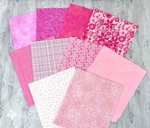 Pretty In Pink - PROMO Fat Quarter Bundle - (10) 18" x 21" pieces - Designer Prints - Beautiful pinks!-Fat Quarters/F8s/Bundles-RebsFabStash