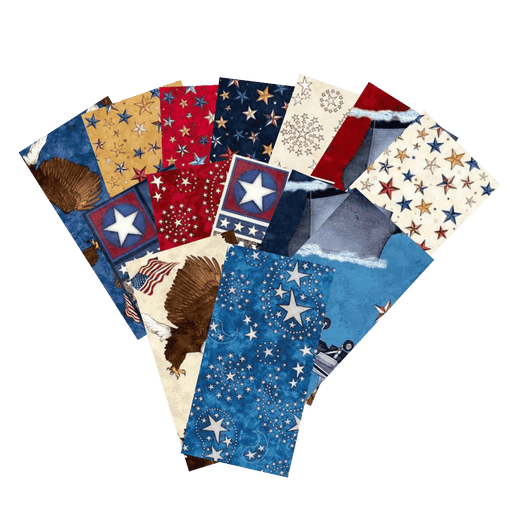 All American - PROMO Fat Quarter Bundle + 3 PANELS! - (14) 18" x 21" pieces + (3) 1yd panels - Dan Morris - Quilting Treasures - American, patriotic