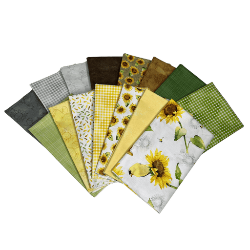 NEW! Sunflower Field - PROMO Half Yard Bundle - (15) 18" x 43" pieces - by Sandy Lynam Clough for P&B Textiles - Sunflowers, summer, floral