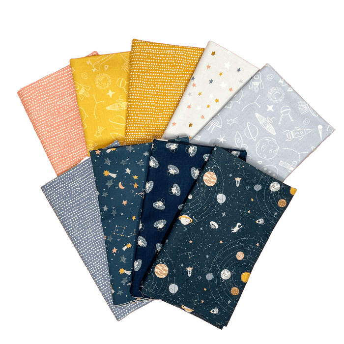To The Moon - Star Shine Too - PROMO Fat Quarter Bundle - (9) FQ's - by Dear Stella - Space, Planets, Astronauts, Stars
