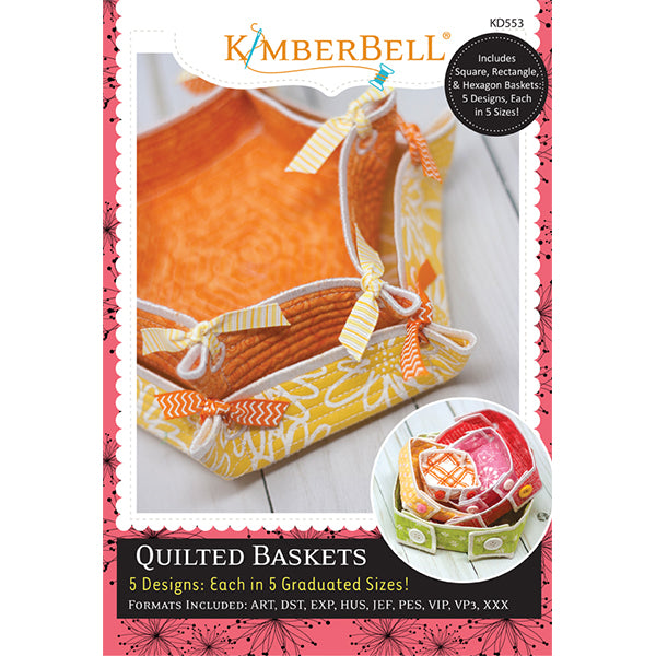 Quilted Baskets - Embroidery CD - by Kimberbell - Kim Christopherson - 5 Designs each in 5 Sizes! KD553-Patterns-RebsFabStash