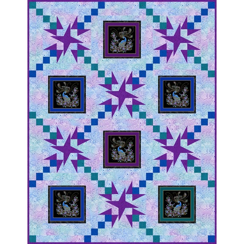 Radiance Quilt KIT Features Peacock Flourish Ann Lauer Grizzly