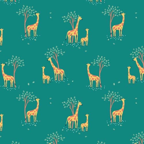 NEW! Safari Days - Giraffes- Per Yard - by Kate J Jones for Dashwood Studio - Teal - SAFA-2159-Yardage - on the bolt-RebsFabStash