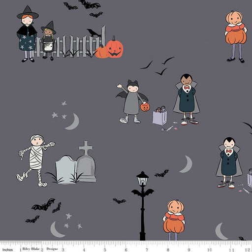Spooky Hollow - Main - Charcoal - per yard - by Melissa Mortenson for Riley Blake Designs - Halloween - SC10570-CHARCOAL-Yardage - on the bolt-RebsFabStash