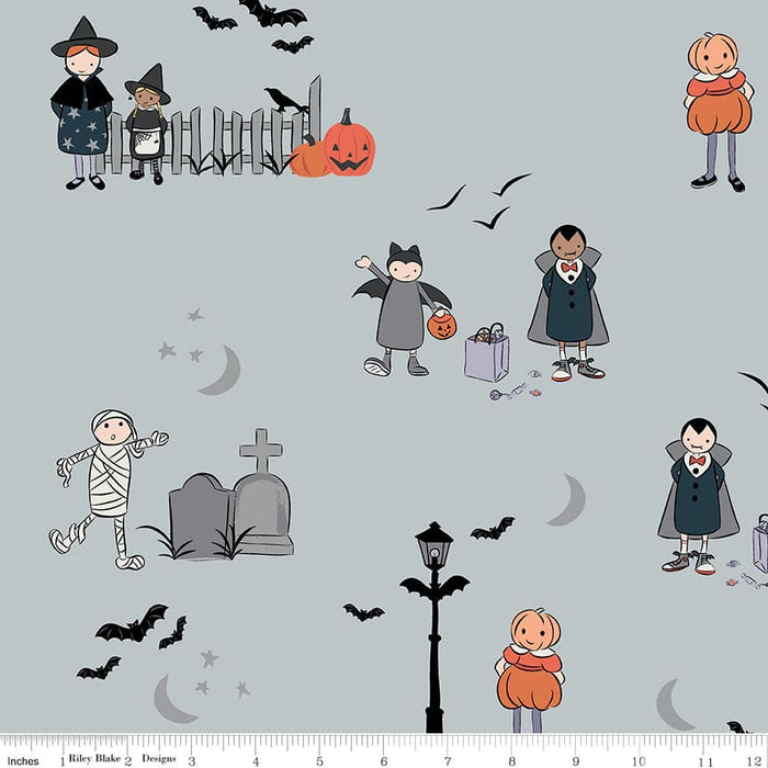 Spooky Hollow - Damask - Black - per yard - by Melissa Mortenson for Riley Blake Designs - Halloween - C10571-BLACK