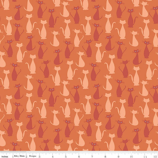 Spooky Hollow - Cats - Orange - per yard - by Melissa Mortenson for Riley Blake Designs - Halloween - SC10573-ORANGE-Yardage - on the bolt-RebsFabStash