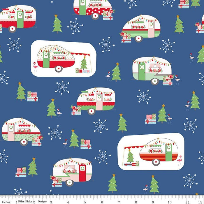 Clearance! Christmas Adventure - Sweet Mint Main - per yard -by Beverly McCullough for Riley Blake Designs- Christmas, Campers - SC10730-SWEETMINT