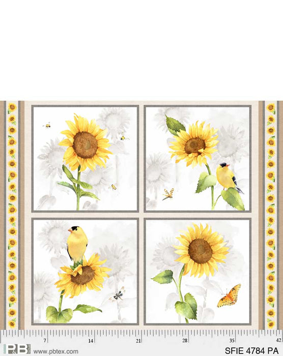 NEW! Sunflower Field - Border Print Multi - Per Yard - by Sandy Lynam Clough for P&B Textiles - Sunflowers, summer, floral - SFIE-04790-MU