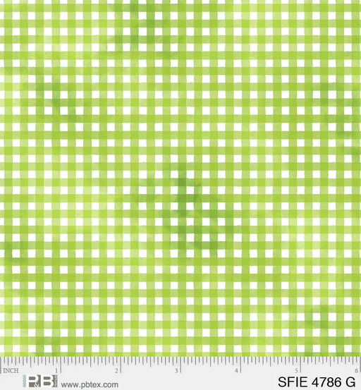 NEW! Sunflower Field - Gingham Green - Per Yard - by Sandy Lynam Clough for P&B Textiles - Sunflowers, summer, floral - SFIE-04786-G-Yardage - on the bolt-RebsFabStash