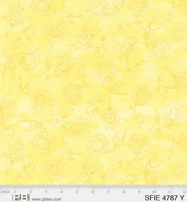 NEW! Sunflower Field - Flower Shadow Yellow - Per Yard - by Sandy Lynam Clough for P&B Textiles - Sunflowers, summer, floral - SFIE-04787-Y