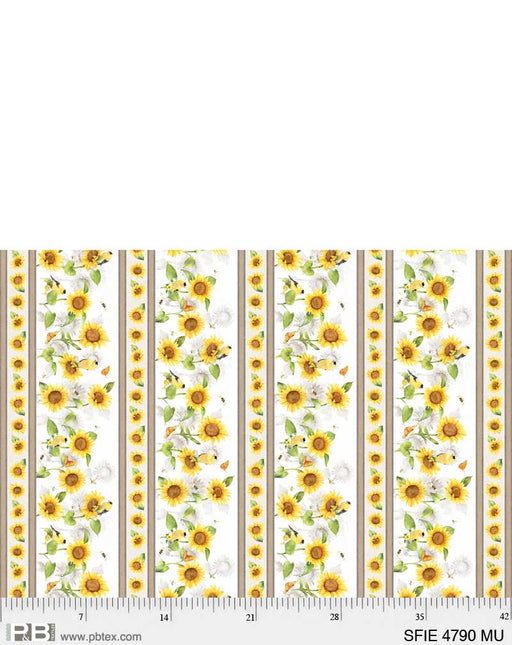 NEW! Sunflower Field - Border Print Multi - Per Yard - by Sandy Lynam Clough for P&B Textiles - Sunflowers, summer, floral - SFIE-04790-MU-Yardage - on the bolt-RebsFabStash