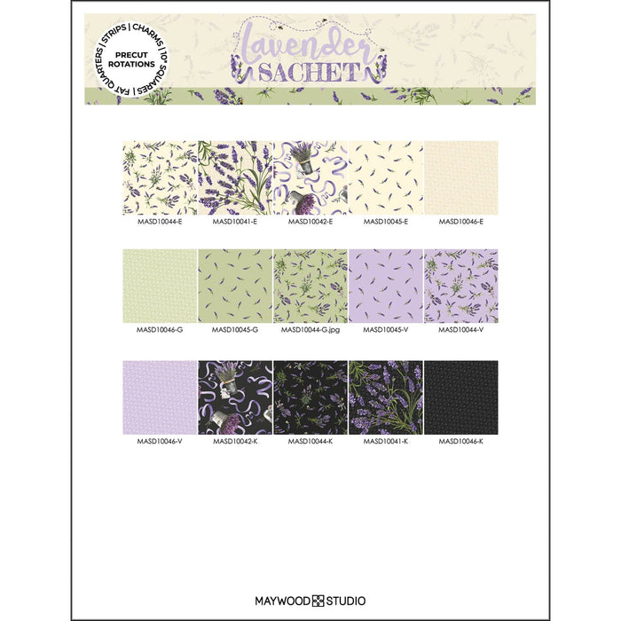 NEW! Lavender Sachet - Layer Cake - (42) 10" Squares - Stacker - by Maywood Studio - Floral - SQ-MASLAVS