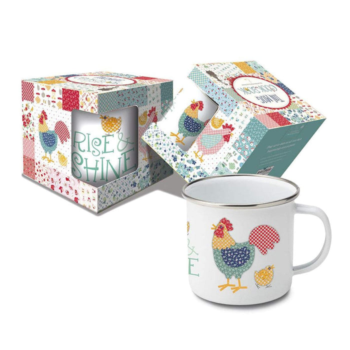 SHIPPING NOW! Lori Holt Cook Book Enamel Tin Mug - by Lori Holt of Bee in My Bonnet for Riley Blake Designs - ST-24594
