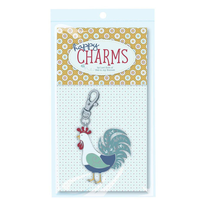 New! Lori Holt Enamel Happy Charm Rooster - Lori Holt of Bee in my Bonnet - Riley Blake Designs - ST-24615