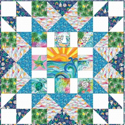 Seas the Day Quilt - QUILT KIT - by 3 Wishes - Features Seas the Day Fabric by 3 Wishes - 42.5" x 42.5"-Quilt Kits & PODS-RebsFabStash