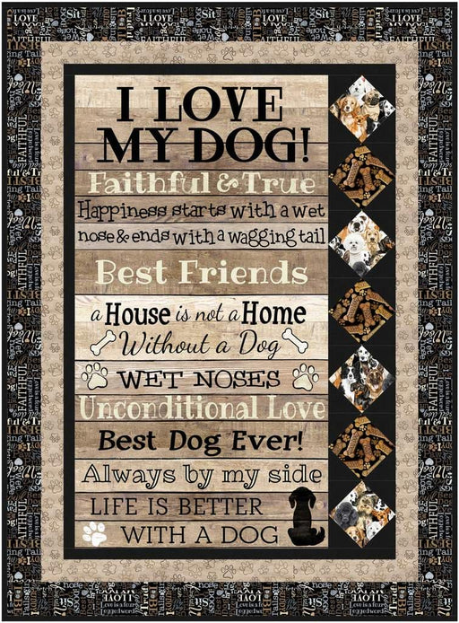 Sidebar - Quilt KIT - Pattern by Bound to Be Quilting - Features I Love My Dog fabric by Timeless Treasures - Pawprints, Dog Bones, Sayings-Quilt Kits & PODS-RebsFabStash