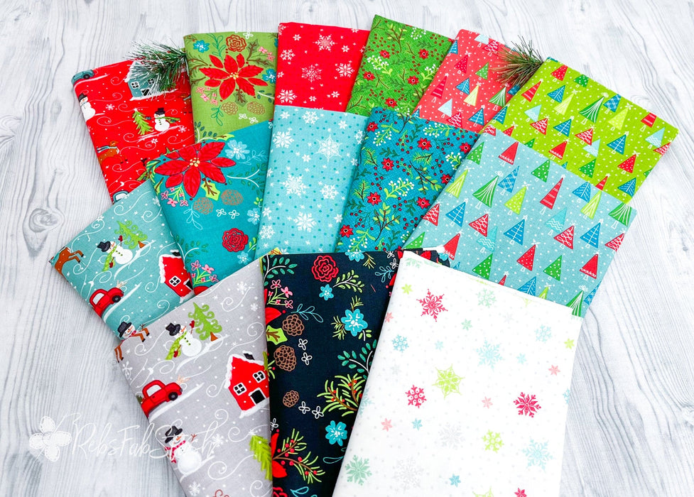 Snowed In Florals - PROMO Fat Quarter Bundle + PANEL!- (14) 18"x 21" FQ's + 24" x 43" Panel - by Heather Peterson for Riley Blake