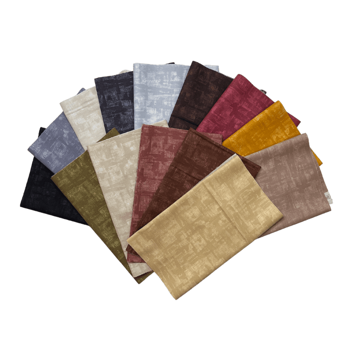Spectrum MYSTERIOUS - PROMO Fat Quarter Bundle - (16) 18" x 21" - By Whistler Studios for Windham Fabrics - Basic, Tonal, Blender, Textured